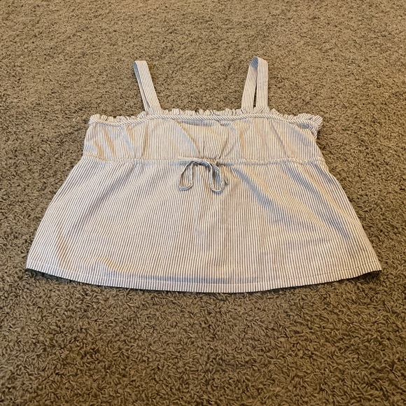 Women’s GAP Brand Beige and Brown Striped Cotton Camisole Tank-Button-Up Back - Picture 2 of 6